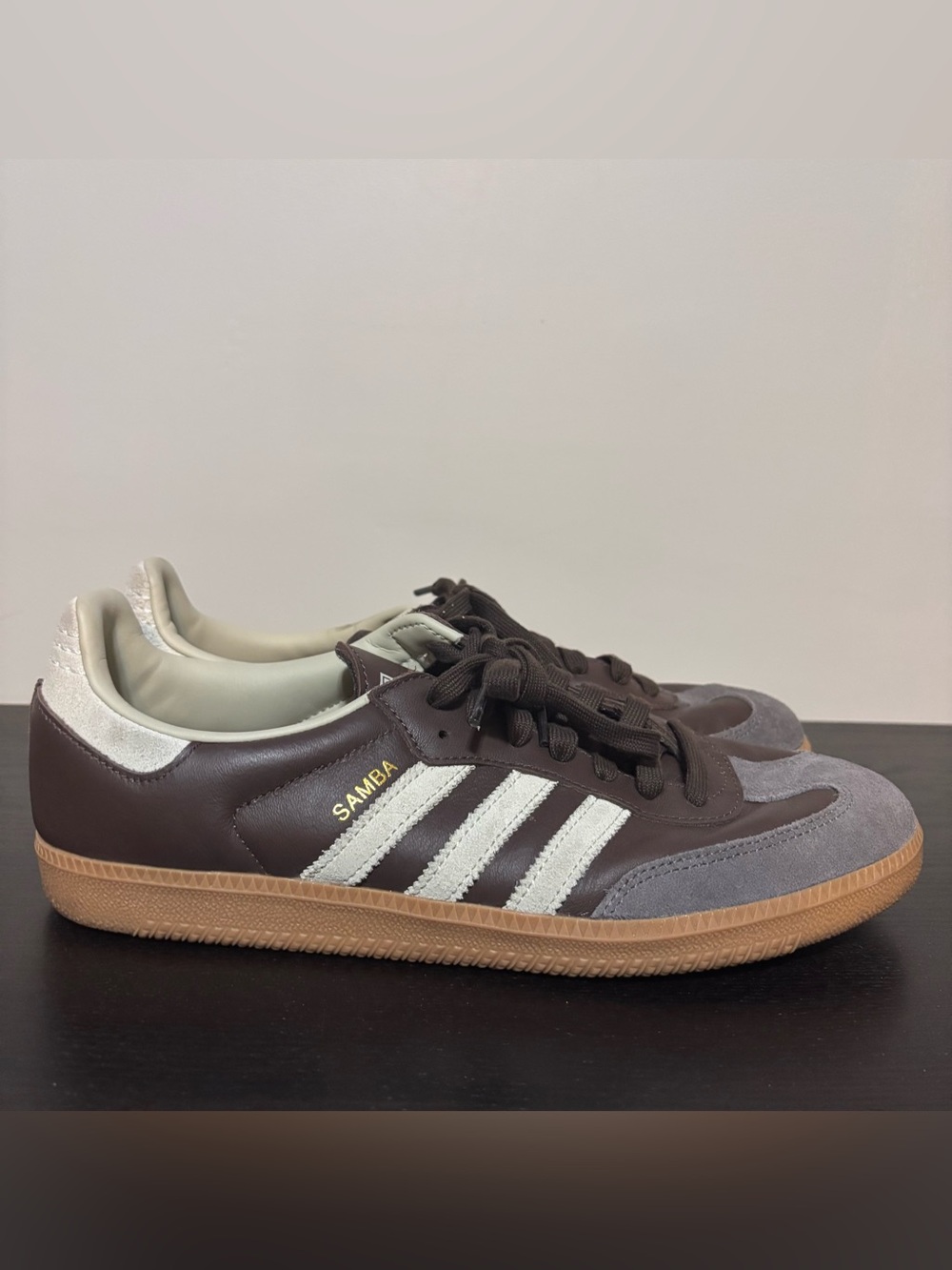 adidas Samba Brown Leather with Cream Stripes | Mens Size 11
